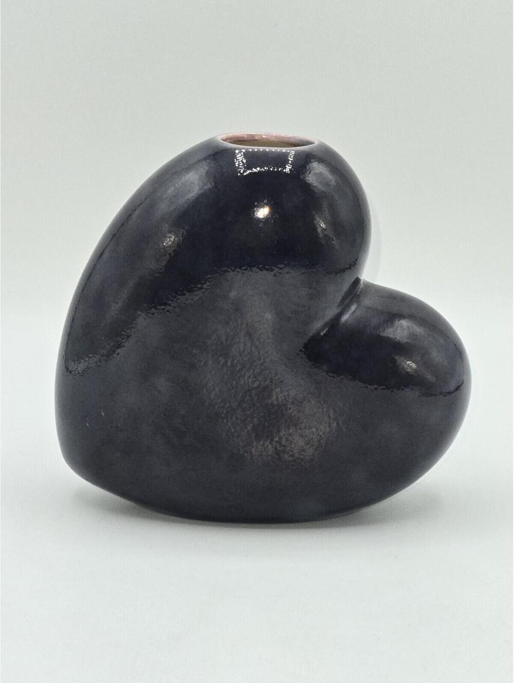 Signed Studio Pottery Abstract Vase Organic Sculptural Form Dark Glaze Modern